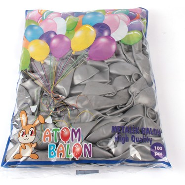 Atom Balon Atom 12 İnç Metalik Silver Gümüş Balon  (TEKLİ SATILIR)